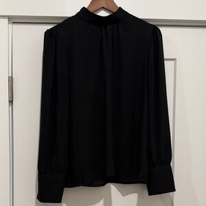 J. Crew Black Mock-Neck Long-Sleeve Blouse